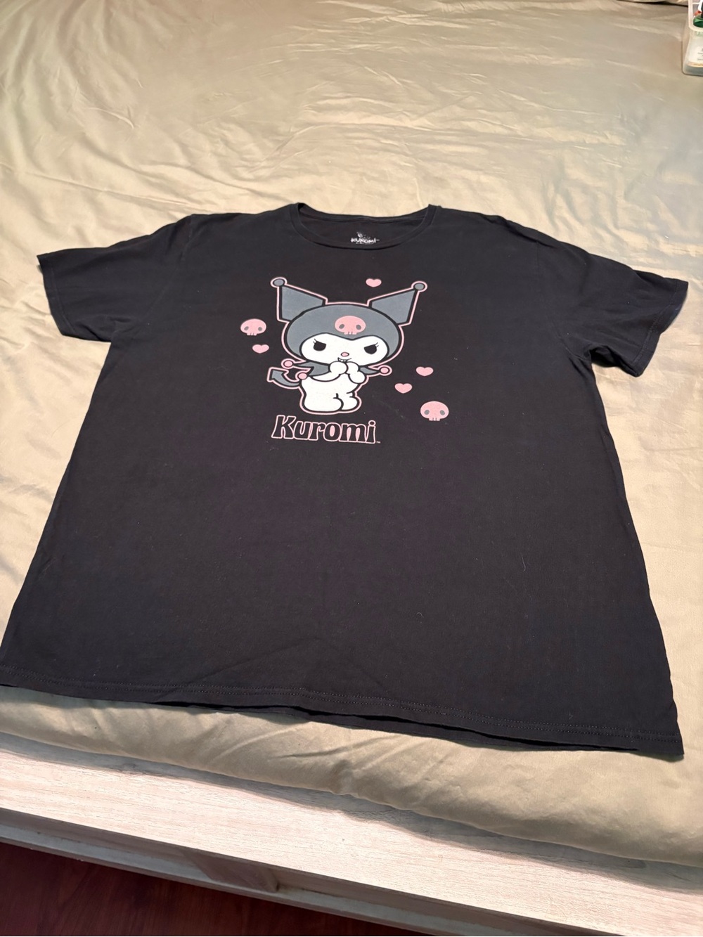Bioworld Black Kuromi Tee with Pink Accents